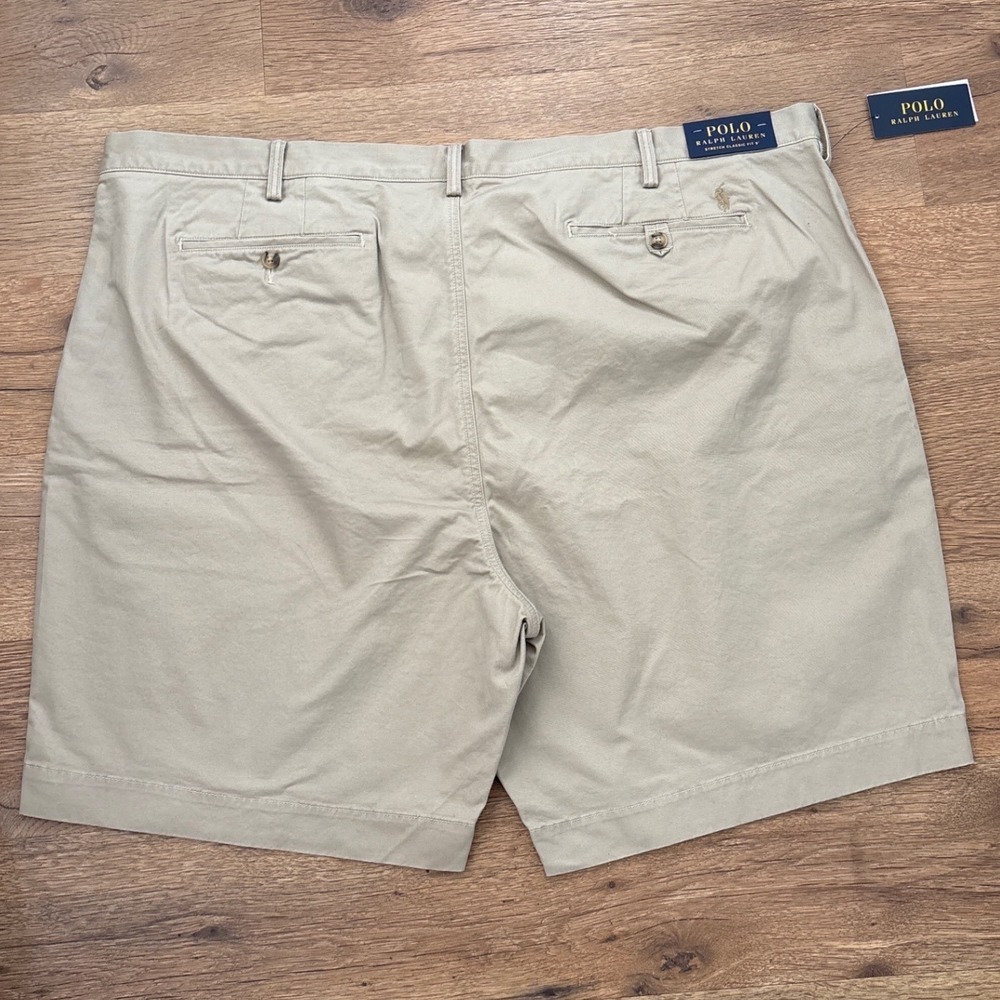 Polo Ralph Lauren Stretch Classic Fit Chino Shorts Khaki Tan Mens Size 48B - Picture 2 of 11